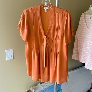 Joie Silk blouse with tie in Spicy orange color